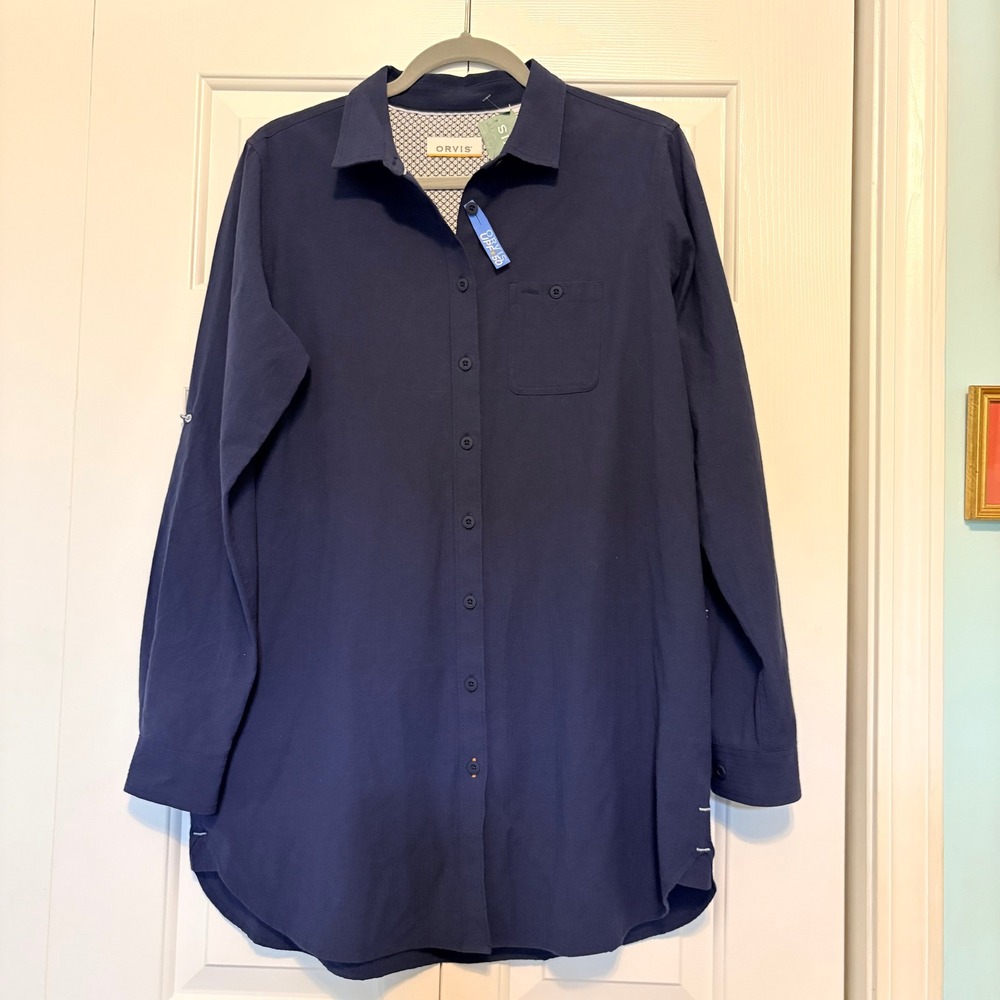 Orvis Womens Navy Blue Ventilated Long Sleeve Outdoor Shirt 3CNN Size M NWT